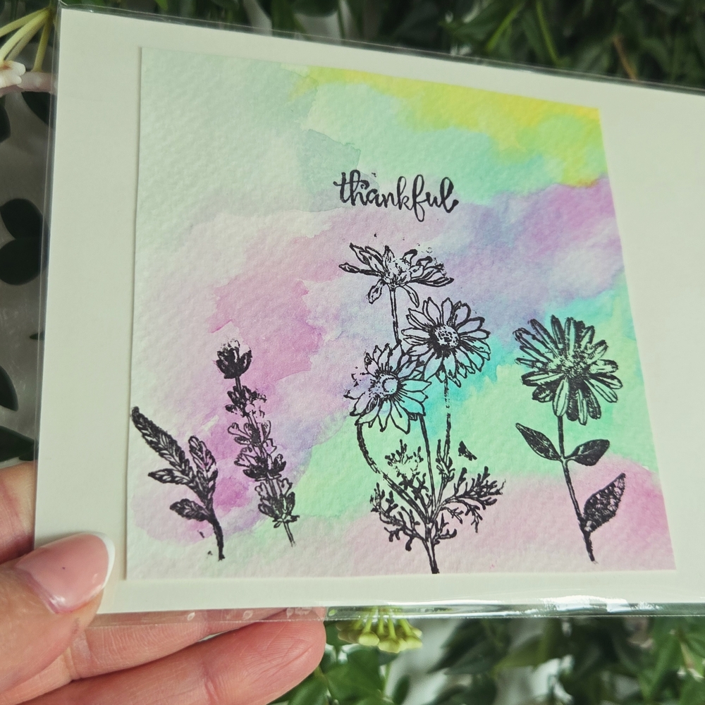 Watercolor Floral Thankful Art Print